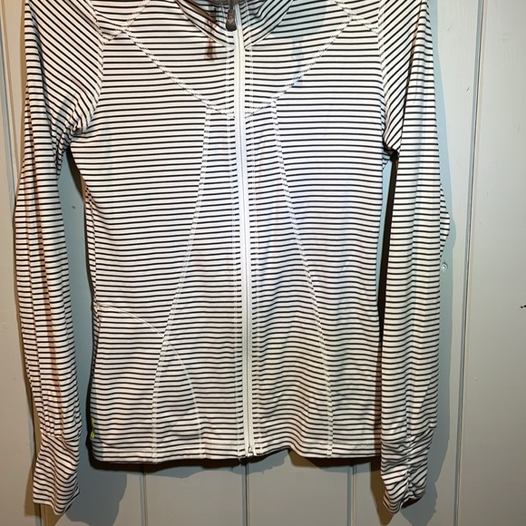 Lole Essential Cardigan Full Zip White Grey Striped Size Small - Picture 4 of 5